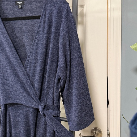 Tacera Deep Blue Wrap V-Neckline Dress Cocktail Office Career - Picture 7 of 14